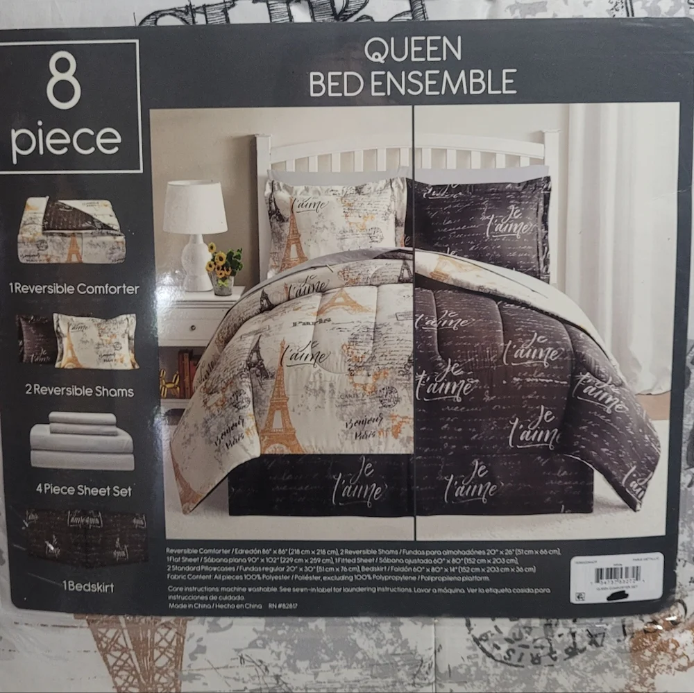 Fairfield Square Collection Reversible Queen Bed Ensemble 8 pc., New